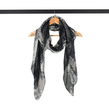 Load image into Gallery viewer, THSS2896: Black White: Abstract Brushstroke Scarf