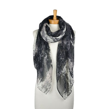 Load image into Gallery viewer, THSS2896: Black White: Abstract Brushstroke Scarf