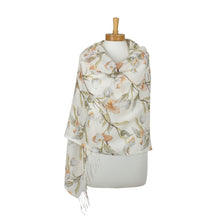 Load image into Gallery viewer, THSS2905: Ivory: Magnolia Blossoms Scarf