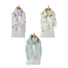 Load image into Gallery viewer, THSS2906: Teal Mint: Magnolia Blossoms Scarf