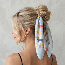 Load image into Gallery viewer, THSS2910: Aqua: Dachshund Party Square Scarf