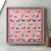 Load image into Gallery viewer, THSS2911: Pink: Dachshund Party Square Scarf