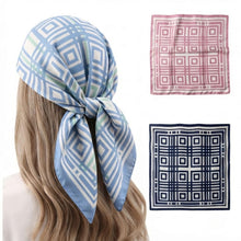 Load image into Gallery viewer, THSS2918: French Blue: Geometric Square Scarf