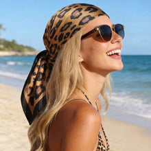 Load image into Gallery viewer, THSS2934: Tan: Leopard Square Scarf