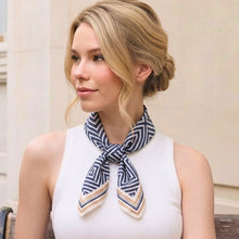 Load image into Gallery viewer, THSS2938: Navy: Geometric Polka Geo Square Scarf