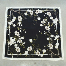 Load image into Gallery viewer, THSS2940: Black: Magnolia Floral Square Scarf