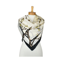 Load image into Gallery viewer, THSS2941: White: Magnolia Floral Square Scarf