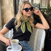 Load image into Gallery viewer, THSS2955: Green: Multicolour Dotted Square Scarf