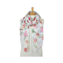 Load image into Gallery viewer, THSS2958: White: Tulip Garden Scarf
