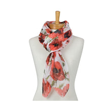 Load image into Gallery viewer, THSS2959: White: Poppies Scarf