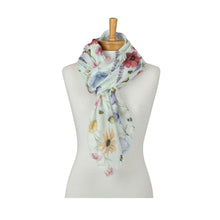 Load image into Gallery viewer, THSS2962: Mint: Butterflies, Bees, Flowers Scarf