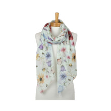 Load image into Gallery viewer, THSS2962: Mint: Butterflies, Bees, Flowers Scarf