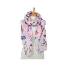 Load image into Gallery viewer, THSS2967: Pink: Flower Bird Garden Scarf