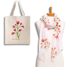 Load image into Gallery viewer, Australian Native Flower Kangaroo Paws Tote Bag & Scarf Set | White