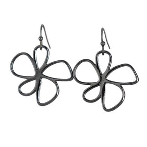 THSE1060: Black: Floral Earrings