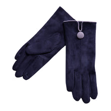 Load image into Gallery viewer, One Button Grey Border Gloves | Navy

