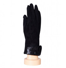 Load image into Gallery viewer, THSG1073: Black: Cuff Snake Print Button Gloves
