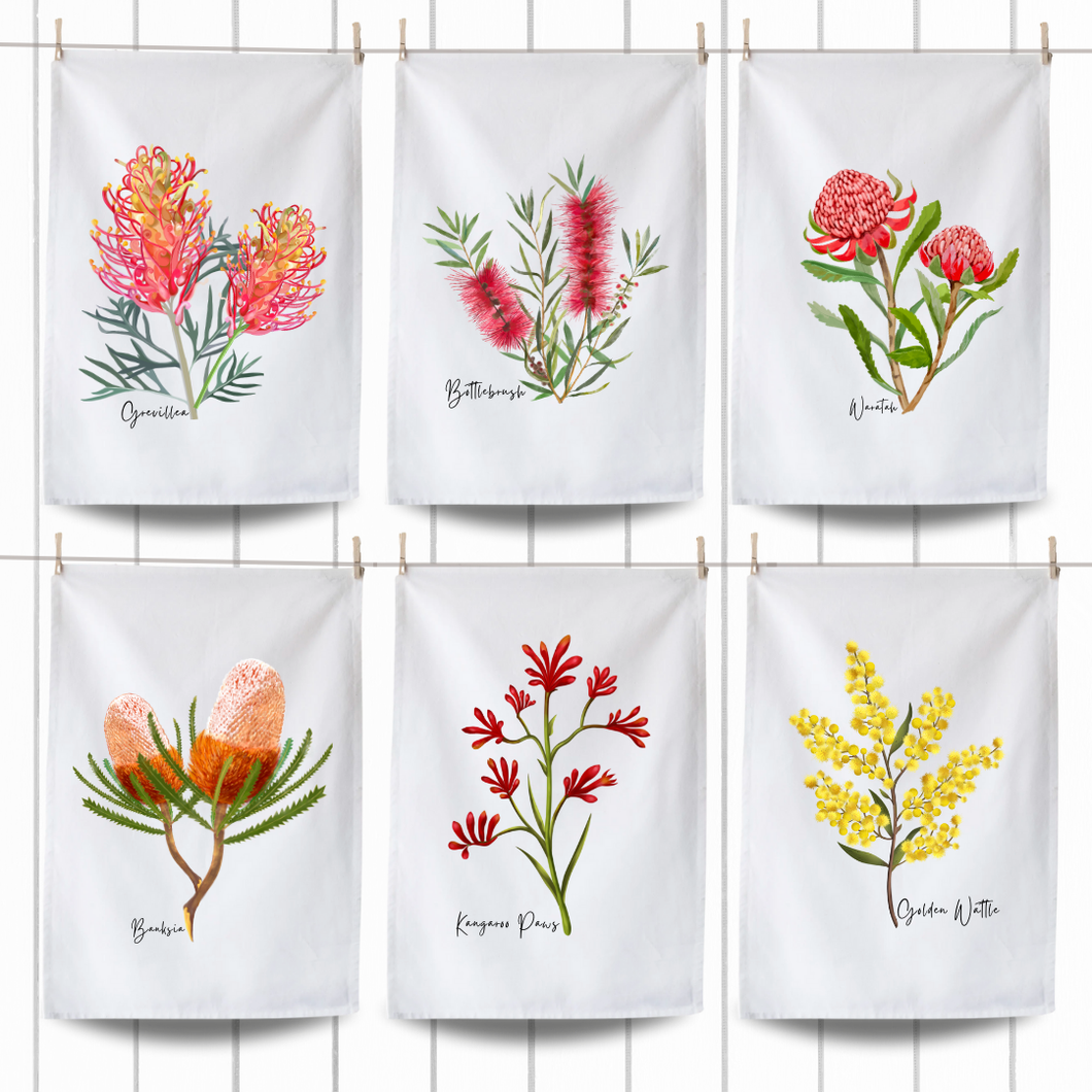 Australian Native Floral Tea Towels – Set of 6