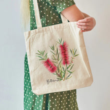 Load image into Gallery viewer, Australian Native Flower Design, Perfect Gift Idea - Red Bottlebrush Tote Bag &amp; Scarf Set
