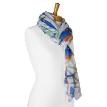 Load image into Gallery viewer, AGCS1009: White: Kingfisher Bird Scarf
