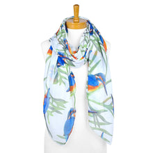 Load image into Gallery viewer, AGCS1009: White: Kingfisher Bird Scarf
