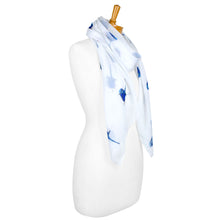Load image into Gallery viewer, AGCS1011: White: Blue Wren Bird Scarf
