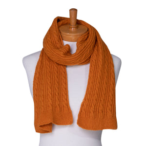 THSAP1244: (2pcs) Orange: Cable Rib Scarf Beanie Set
