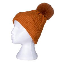 Load image into Gallery viewer, THSAP1244: (2pcs) Orange: Cable Rib Scarf Beanie Set

