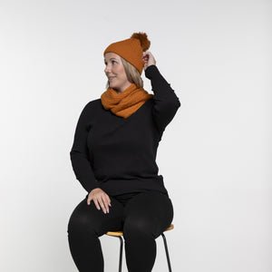 Cable Rib Scarf & Beanie Set | Orange