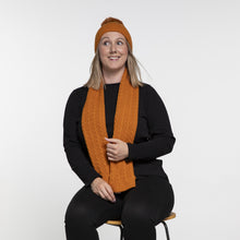 Load image into Gallery viewer, Cable Rib Scarf &amp; Beanie Set | Orange
