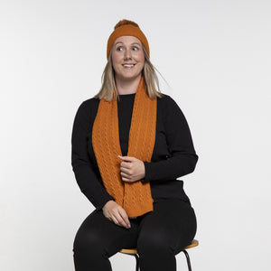 THSAP1244: (2pcs) Orange: Cable Rib Scarf Beanie Set