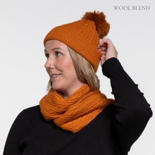 Load image into Gallery viewer, THSAP1244: (2pcs) Orange: Cable Rib Scarf Beanie Set
