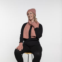 Load image into Gallery viewer, THSAP1303: (3pcs) Winter Pink Pattern Rib Knit Scarf Beanie Gloves Set
