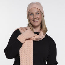 Load image into Gallery viewer, THSAP1351: (3pcs) Peach Cable Knit Scarf Beanie Gloves Set - J'adore Gifts 
