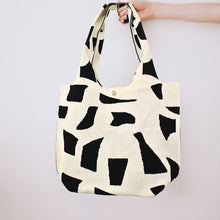 Load image into Gallery viewer, THSB1050: Cream Black Abstract Tote Bag
