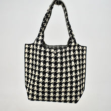 Load image into Gallery viewer, THSB1055: Black Off White: Houndstooth Tote Bag
