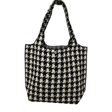 Load image into Gallery viewer, THSB1055: Black Off White: Houndstooth Tote Bag
