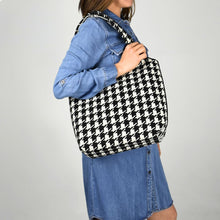 Load image into Gallery viewer, THSB1055: Black Off White: Houndstooth Tote Bag
