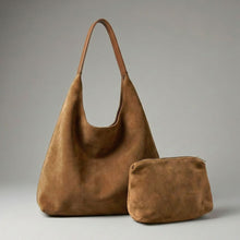 Load image into Gallery viewer, THSB1058: Camel: Faux Suede Tote Bag
