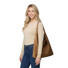 Load image into Gallery viewer, THSB1058: Camel: Faux Suede Tote Bag
