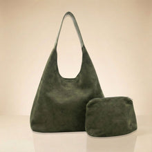Load image into Gallery viewer, THSB1059: Green: Faux Suede Tote Bag
