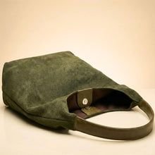 Load image into Gallery viewer, THSB1059: Green: Faux Suede Tote Bag
