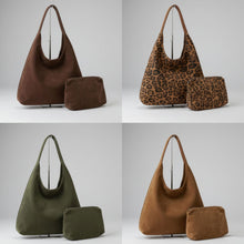 Load image into Gallery viewer, THSB1060: Leopard: Faux Suede Tote Bag
