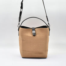 Load image into Gallery viewer, THSB1062: Tan: Woven Bucket Tote Bag with Handle
