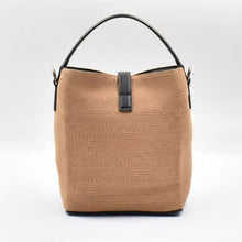 Load image into Gallery viewer, THSB1062: Tan: Woven Bucket Tote Bag with Handle
