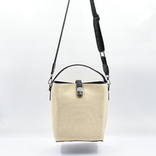 Load image into Gallery viewer, THSB1063: Beige: Woven Bucket Tote Bag with Handle
