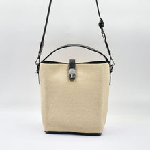Load image into Gallery viewer, THSB1063: Beige: Woven Bucket Tote Bag with Handle
