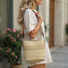 Load image into Gallery viewer, THSB1065: Beige: Striped Woven Tote Bag
