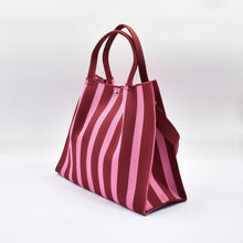 Load image into Gallery viewer, THSB1068: Burgundy: Vertical Stripe Crossbody Tote Bag
