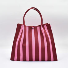 Load image into Gallery viewer, THSB1068: Burgundy: Vertical Stripe Crossbody Tote Bag
